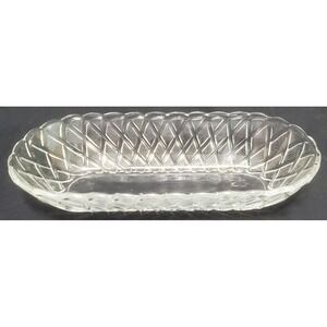Vintage Clear Indiana Glass Basket Weave Candy Dish 10 in